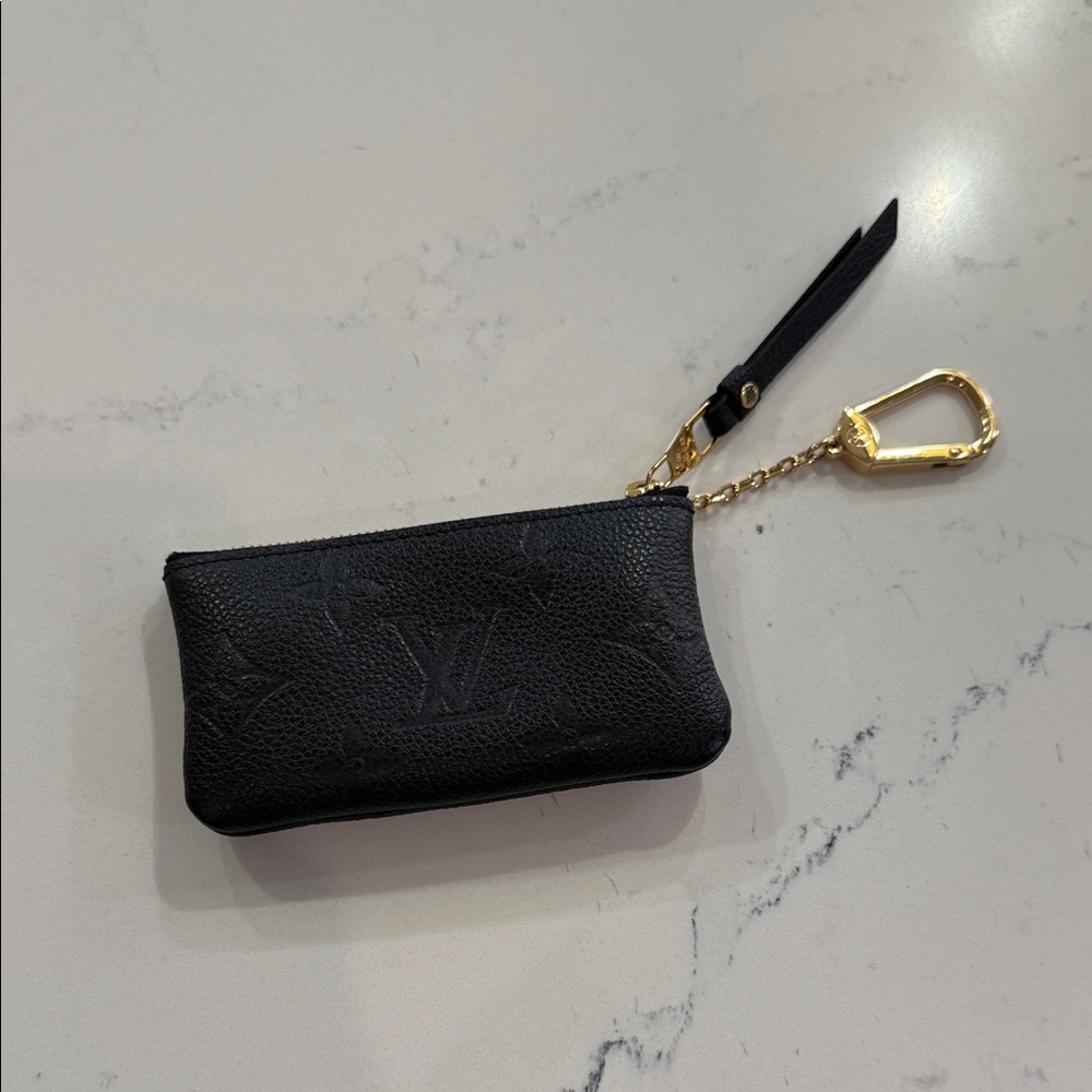 Louis Vuitton Black Wristlet with Gold Hardware